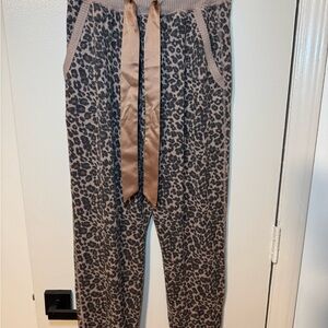 Abercrombie & Fitch Leopard Print Lounge Pants with Satin Tie